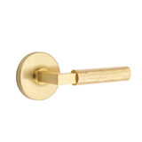 Emtek - Privacy, Disc Rosette US4, L-Square Stem US4, Hammered Handle US4 RH - Satin Brass