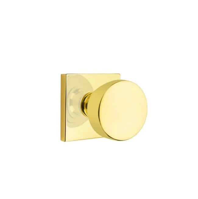 Emtek - Concealed Fastener, Passage, Square Rosette, Laurent Round Knob, US3NL - Unlacquered Brass