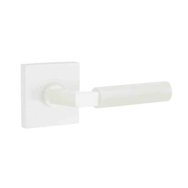 Emtek - Concealed Fastener, Select Passage, Square Rosette MW, L-Square Stem MW, Smooth Handle MW - Matte White