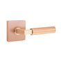 Emtek - Select Passage, Square Rosette SRG, L-Square Stem SRG, Smooth Handle SRG LH - Satin Rose Gold