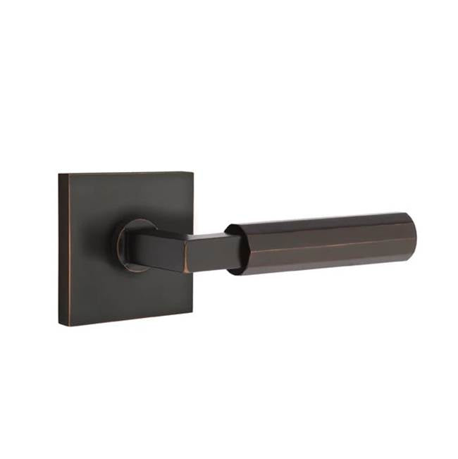 Emtek - Privacy, Square Rosette US10B, L-Square Stem US10B, Faceted Handle US10B RH - Oil Rubbed Bronze