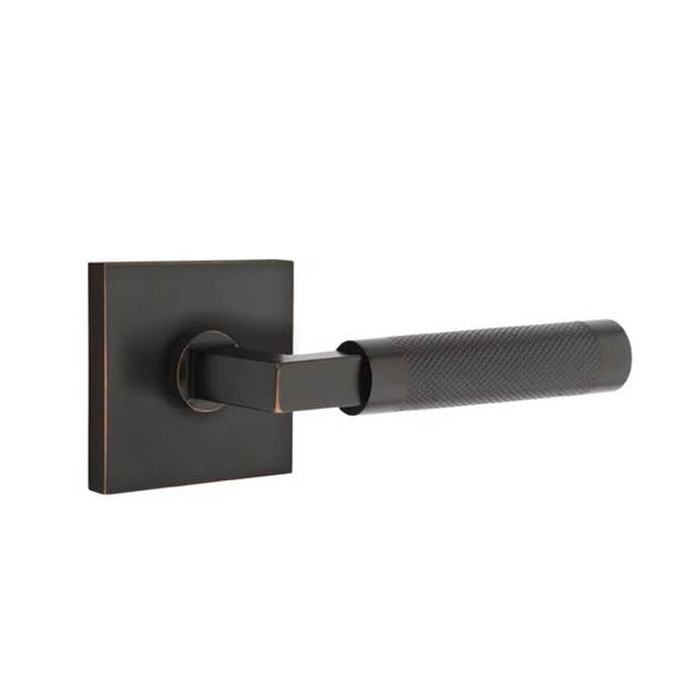Emtek - Privacy, Square Rosette US10B, L-Square Stem US10B, Knurled Handle US10B RH - Oil Rubbed Bronze