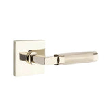 Emtek - Passage, Square Rosette US14, L-Square Stem US14, Knurled Handle US14 RH - Polished Nickel