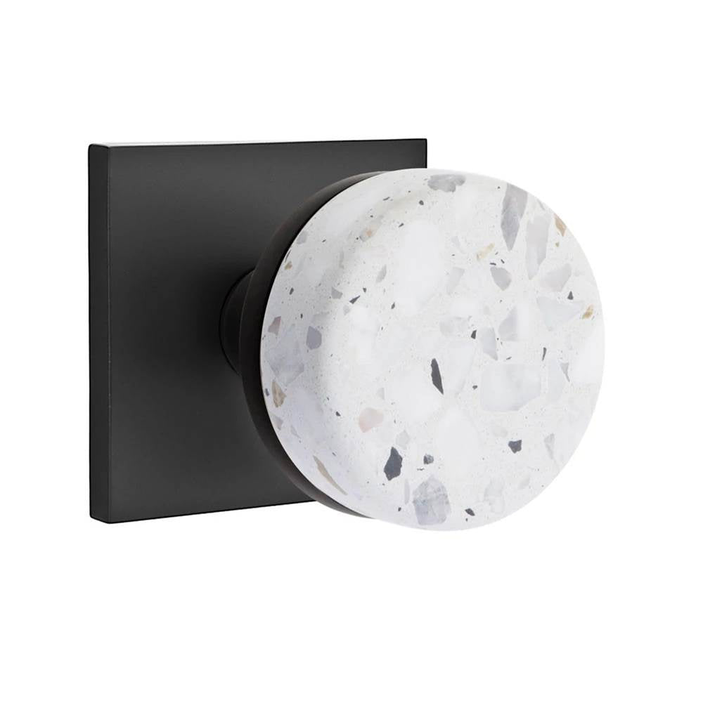Emtek - Select Passage, Square Rosette US19, Conical Stem US19, Light Terrazzo Knob - Flat Black