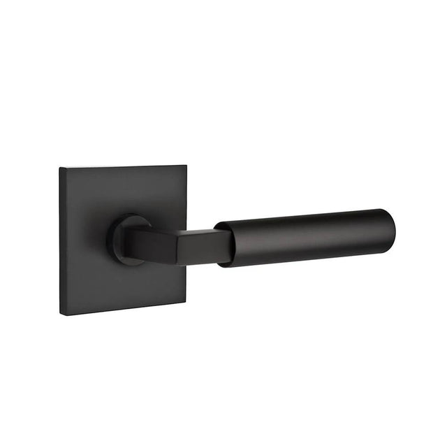 Emtek - Select Privacy, Square Rosette US19, L-Square Stem US19, Smooth Handle US19 LH - Flat Black