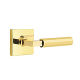 Emtek - Passage, Square Rosette US3NL, L-Square Stem US3NL, Faceted Handle US3NL RH - Unlacquered Brass