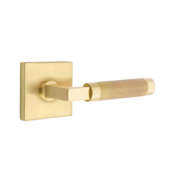Emtek - Dummy, Square Rosette US4, L-Square Stem US4, Knurled Handle US4 - Satin Brass
