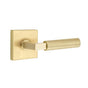 Emtek - Select Privacy, Square Rosette US4, L-Square Stem US4, Smooth Handle US4 LH - Satin Brass