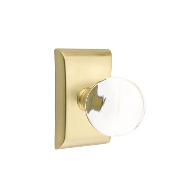 Emtek - Privacy, Neos Rosette, Bristol Crystal Knob, US4 - Satin Brass