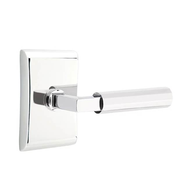 Emtek - Privacy, Neos Rosette US26, L-Square Stem US26, Faceted Handle US26 RH - Polished Chrome