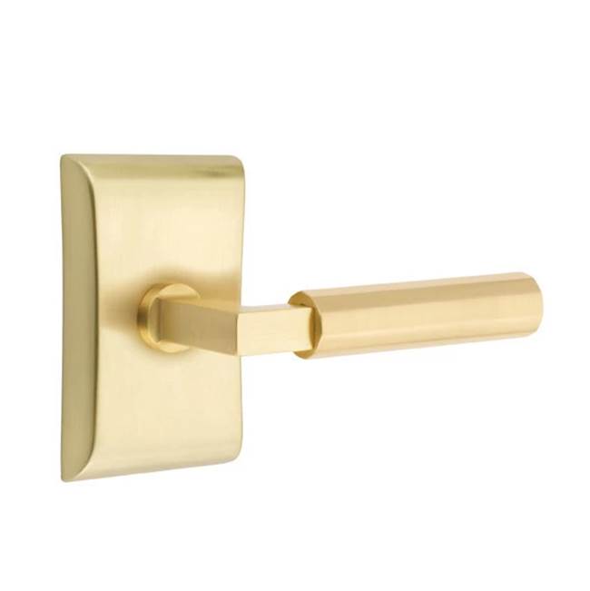 Emtek - Passage, Neos Rosette US4, L-Square Stem US4, Faceted Handle US4 RH - Satin Brass