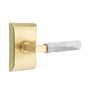 Emtek - Select Privacy, Neos Rosette US4, L-Square Stem US4, Marble White Handle, RH - Satin Brass