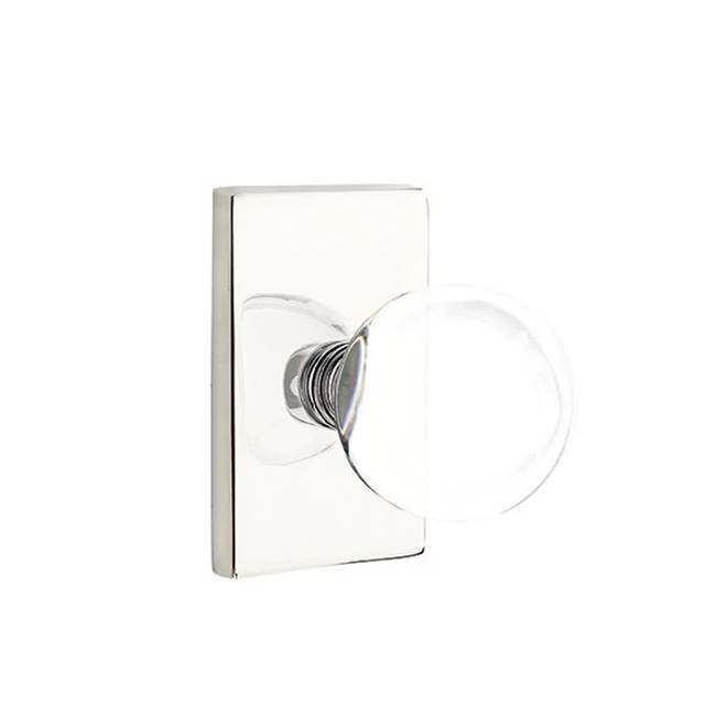 Emtek - Privacy, Modern Rectangular Rosette, Bristol Crystal Knob, US14 - Polished Nickel