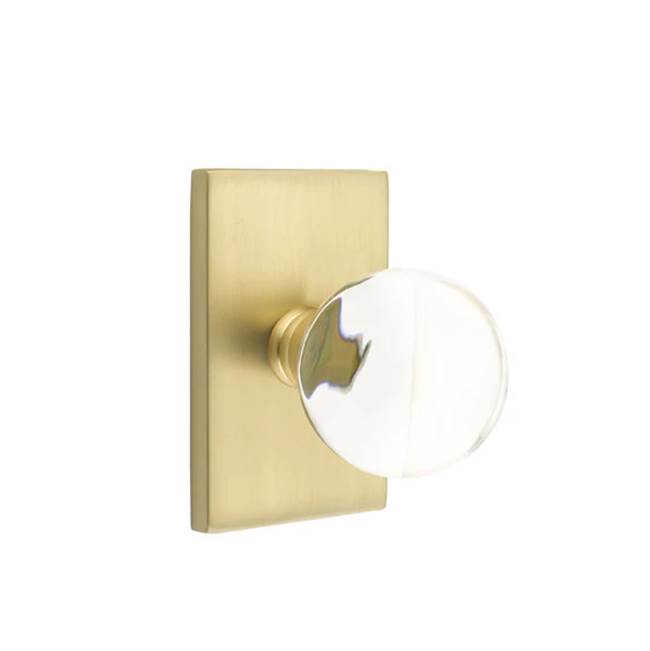Emtek - Passage, Modern Rectangular Rosette, Bristol Crystal Knob, US4 - Satin Brass