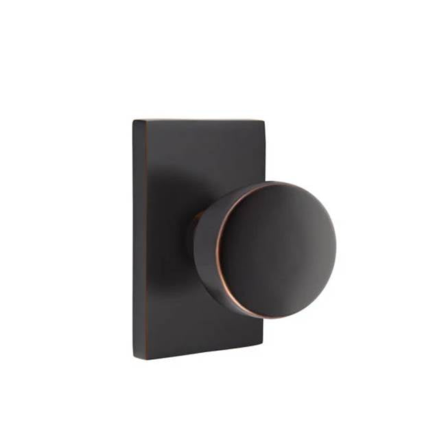 Emtek - Dummy, Modern Rectangular Rosette, Laurent Round Knob, US10B - Oil Rubbed Bronze