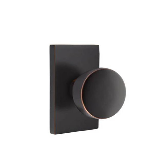Emtek - Dummy, Modern Rectangular Rosette, Laurent Round Knob, US10B - Oil Rubbed Bronze