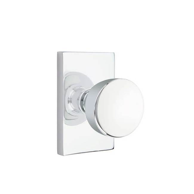 Emtek - Dummy, Modern Rectangular Rosette, Laurent Round Knob, US26 - Polished Chrome