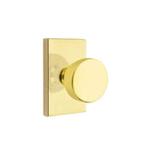 Emtek - Concealed Fastener, Privacy, Modern Rectangular Rosette, Laurent Round Knob, US3NL - Unlacquered Brass