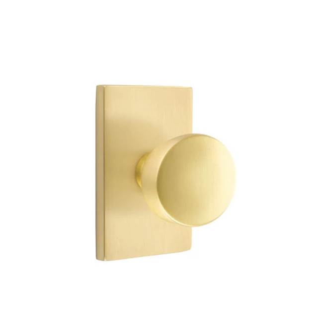 Emtek - Dummy, Modern Rectangular Rosette, Laurent Round Knob, US4 - Satin Brass