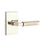 Emtek - Privacy, Modern Rectangular Rosette US14, L-Square Stem US14, Knurled Handle US14 RH - Polished Nickel