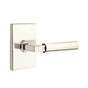 Emtek - Concealed, SELECT Privacy, Modern Rectangular Rosette US14, L-Square Stem US14, Smooth Handle US14 LH - Polished Nickel