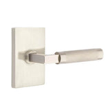 Emtek - Privacy, Modern Rectangular Rosette US15, L-Square Stem US15, Knurled Handle US15 RH - Satin Nickel
