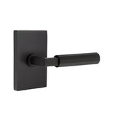 Emtek - Passage, Modern Rectangular Rosette US19, L-Square Stem US19, Faceted Handle US19 LH - Flat Black