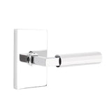 Emtek - Passage, Modern Rectangular Rosette US26, L-Square Stem US26, Faceted Handle US26 LH - Polished Chrome