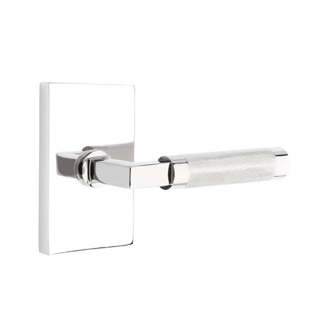 Emtek - Dummy, Modern Rectangular Rosette US26, L-Square Stem US26, Knurled Handle US26 - Polished Chrome