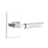 Emtek - Concealed Fastener, Passage, Modern Rectangular Rosette US26, L-Square Stem US26, Knurled Handle US26 - Polished Chrome