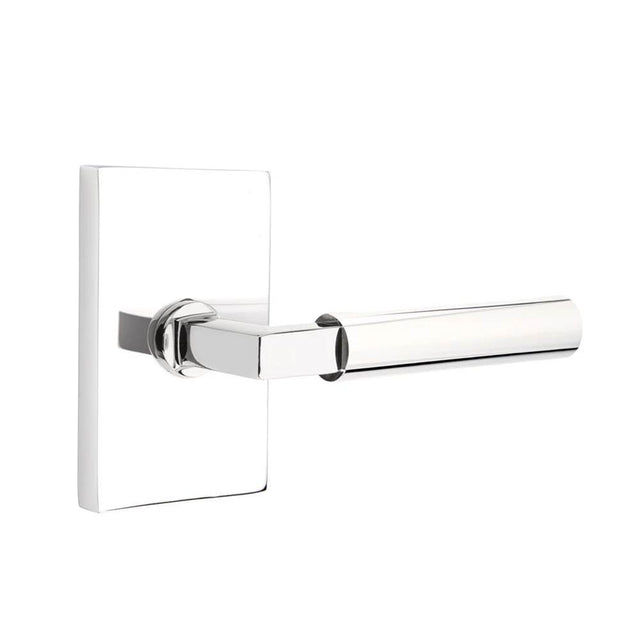 Emtek - Select Passage, Modern Rectangular Rosette US26, L-Square Stem US26, Smooth Handle US26 LH - Polished Chrome