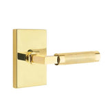 Emtek - Concealed Fastener, Privacy, Modern Rectangular Rosette US3NL, L-Square Stem US3NL, Knurled Handle US3NL - Unlacquered Brass
