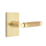 Emtek - Dummy, Modern Rectangular Rosette US4, L-Square Stem US4, Knurled Handle US4 - Satin Brass