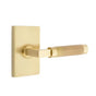 Emtek - Concealed Fastener, Privacy, Modern Rectangular Rosette US4, L-Square Stem US4, Knurled Handle US4 - Satin Brass