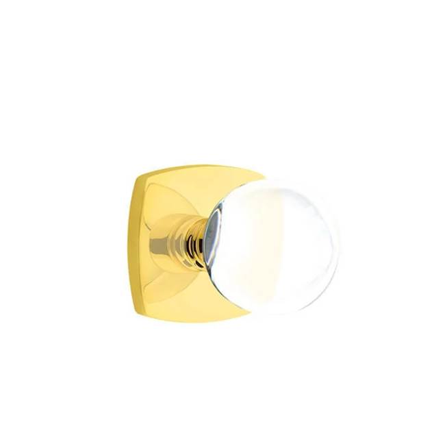 Emtek - Privacy, Urban Modern Rosette, Bristol Crystal Knob, US3NL - Unlacquered Brass