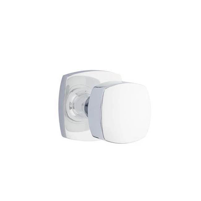 Emtek - Concealed Fastener Privacy, Urban Modern Rosette, Freestone Square Knob, US26 - Polished Chrome