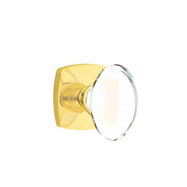 Emtek - Dummy, Urban Modern Rosette, Hampton Crystal Knob, US3NL - Unlacquered Brass