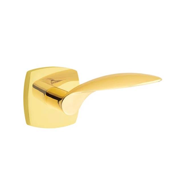 Emtek - Privacy, Urban Modern Rosette, Mercury Lever, RH, US3NL - Unlacquered Brass
