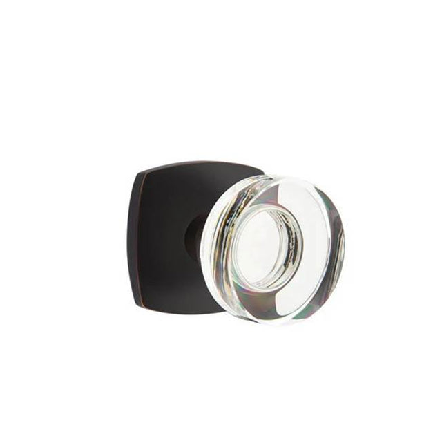 Emtek - Privacy, Urban Modern Rosette, Modern Disc Crystal Knob, US10B - Oil Rubbed Bronze