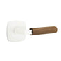 Emtek - Select Passage, Urban Modern Rosette Matte White, L-Square Stem Matte White, Dark Walnut Handle, RH - Matte White