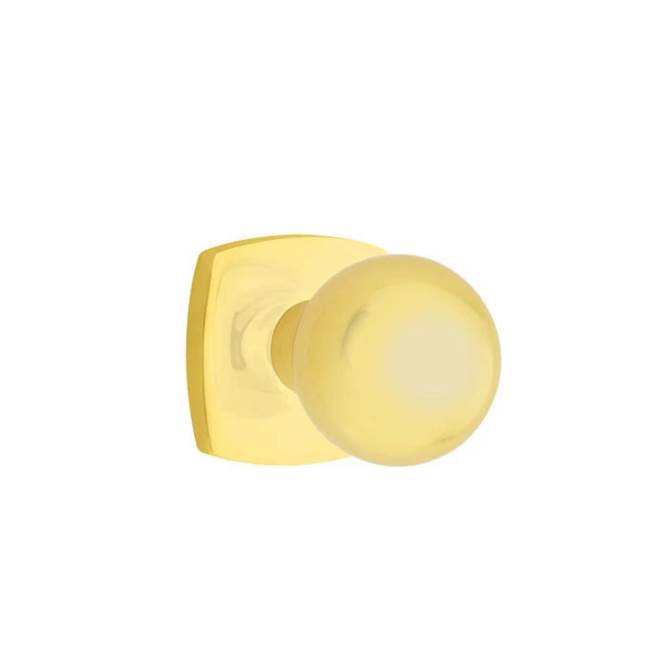 Emtek - Concealed Fastener Privacy, Urban Modern Rosette, Orb Knob, US3NL - Unlacquered Brass