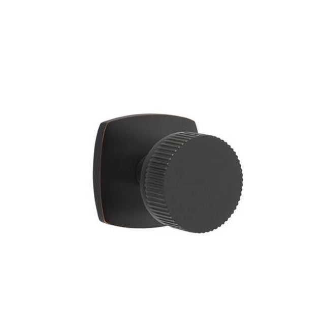 Emtek - Privacy, Urban Modern Rosette US10B, Conical Stem US10B, Straight Knurled Knob US10B - Oil Rubbed Bronze