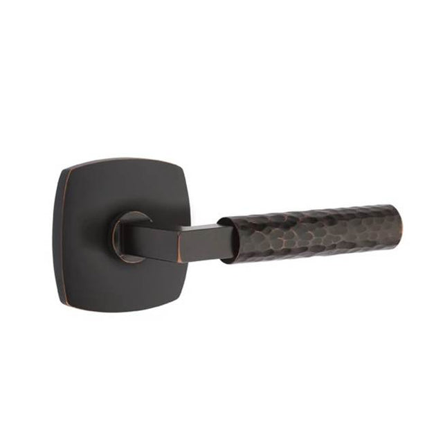 Emtek - Concealed Fastener, Privacy, Urban Modern Rosette US10B, L-Square Stem US10B, Hammered Handle US10B - Oil Rubbed Bronze