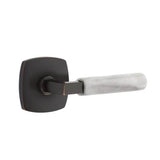 Emtek - Concealed Fastener, Passage, Urban Modern Rosette US10B, L-Square Stem US10B, White Marble Handle - Oil Rubbed Bronze