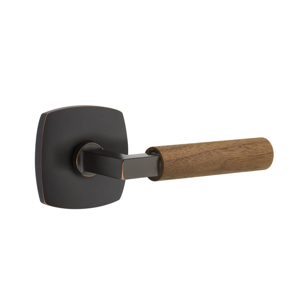 Emtek - Select Passage, Urban Modern Rosette US10B, L-Square Stem US10B, Dark Walnut Handle, RH - Oil Rubbed Bronze