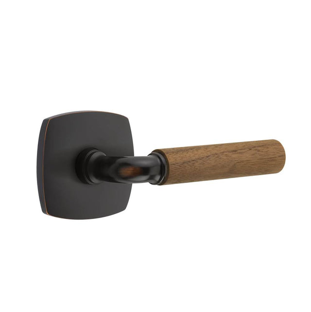 Emtek - Select Privacy, Urban Modern Rosette US10B, R-Bar Stem US10B, Dark Walnut Handle, LH - Oil Rubbed Bronze