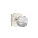 Emtek - Privacy, Urban Modern Rosette US14, Conical Stem US14, White Marble Knob - Polished Nickel