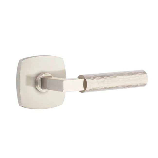 Emtek - Passage, Urban Modern Rosette US15, L-Square Stem US15, Hammered Handle US15 RH - Satin Nickel