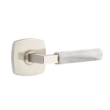Emtek - Privacy, Urban Modern Rosette US15, L-Square Stem US15, White Marble Handle, LH - Satin Nickel
