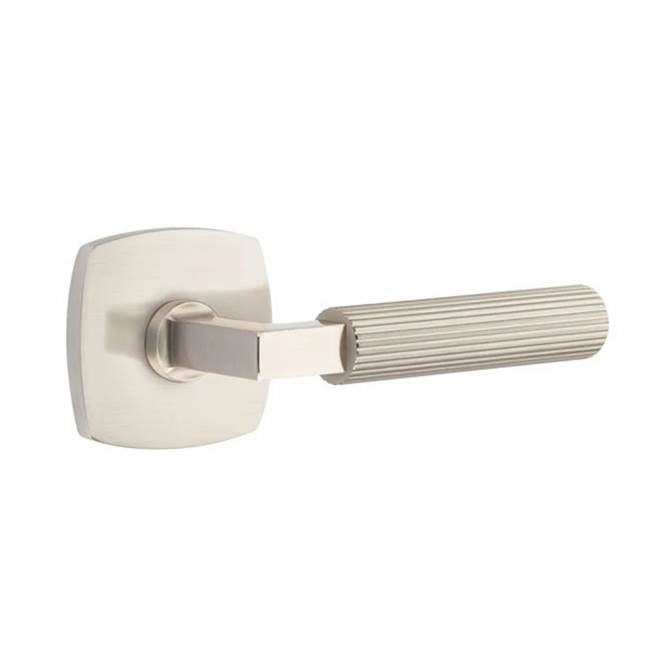 Emtek - Passage, Urban Modern Rosette US15, L-Square Stem US15, Straight Knurled Handle US15 LH - Satin Nickel